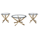  Coaster Furniture Brooke 707888-S3 3-piece Round Coffee and End Table Set - Rose Brass IMAGE 1