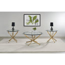  Coaster Furniture Brooke 707888-S3 3-piece Round Coffee and End Table Set - Rose Brass IMAGE 2