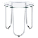  Coaster Furniture Beller 710908-S3 3-piece Round Tempered Glass Top Coffee Table Set - Chrome IMAGE 4