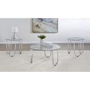  Coaster Furniture Beller 710908-S3 3-piece Round Tempered Glass Top Coffee Table Set - Chrome IMAGE 5
