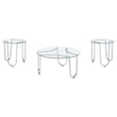  Coaster Furniture Beller 710908-S3 3-piece Round Tempered Glass Top Coffee Table Set - Chrome IMAGE 6