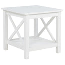  Coaster Furniture Skyview 722087 Square Pine Wood End Table with Shelf - White IMAGE 1