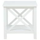  Coaster Furniture Skyview 722087 Square Pine Wood End Table with Shelf - White IMAGE 3
