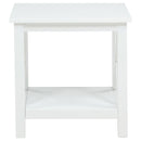  Coaster Furniture Skyview 722087 Square Pine Wood End Table with Shelf - White IMAGE 8