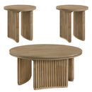  Coaster Furniture Adina 722938-S3 3-piece Round Coffee Table Set - Distressed Light Brown IMAGE 3