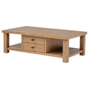  Coaster Furniture Beasley 723328 2-Drawer Wood Coffee Table - Golden Oak IMAGE 1