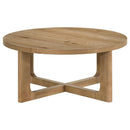  Coaster Furniture Kessler 735988-S2 2-piece Round Sculptural Wood Coffee Table Set - Light Oak IMAGE 2