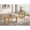  Coaster Furniture Kessler 735988-S2 2-piece Round Sculptural Wood Coffee Table Set - Light Oak IMAGE 3