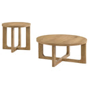  Coaster Furniture Kessler 735988-S2 2-piece Round Sculptural Wood Coffee Table Set - Light Oak IMAGE 6
