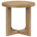  Coaster Furniture Kessler 735988-S3 3-piece Round Sculptural Wood Coffee Table Set - Light Oak IMAGE 1