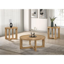  Coaster Furniture Kessler 735988-S3 3-piece Round Sculptural Wood Coffee Table Set - Light Oak IMAGE 3