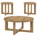  Coaster Furniture Kessler 735988-S3 3-piece Round Sculptural Wood Coffee Table Set - Light Oak IMAGE 5