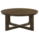  Coaster Furniture Kessler 735998-S2 2-piece Round Sculptural Wood Coffee Table Set - Brown IMAGE 3