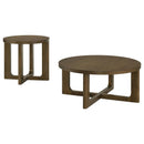  Coaster Furniture Kessler 735998-S2 2-piece Round Sculptural Wood Coffee Table Set - Brown IMAGE 4