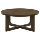  Coaster Furniture Kessler 735998-S3 3-piece Round Sculptural Wood Coffee Table Set - Brown IMAGE 10