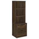  Coaster Furniture Westpark 802713 3-shelf Bookcase USB and Lockable Drawer - Dark Pine IMAGE 1