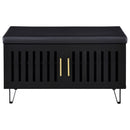  Coaster Furniture Brixton 915152 2-door Padded Entryway Shoe Storage Bench - Black IMAGE 2