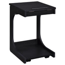  Coaster Furniture Ralston 930290 C-Shaped Lift-Top Sofa Side Table With Casters - Black IMAGE 1