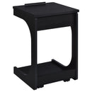  Coaster Furniture Ralston 930290 C-Shaped Lift-Top Sofa Side Table With Casters - Black IMAGE 3