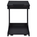 Coaster Furniture Ralston 930290 C-Shaped Lift-Top Sofa Side Table With Casters - Black IMAGE 7