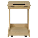  Coaster Furniture Ralston 930291 C-Shaped Lift-Top Sofa Side Table With Casters - Light Oak IMAGE 7