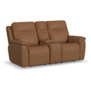  Flexsteel Sawyer Power Reclining Leather Loveseat with Console 1845-64PH-72773 IMAGE 1