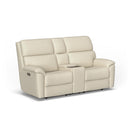  Flexsteel Porter Q2865-601L-36580 Power Reclining Loveseat with Console, Power Headrest & Lumbar IMAGE 1
