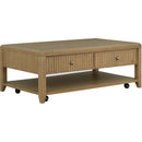  Flexsteel Reed W1018-0311 Rectangular Coffee Table with Casters IMAGE 1