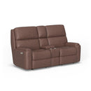  Flexsteel Rio S3904-601H Power Reclining Loveseat with Console & Power Headrest IMAGE 1