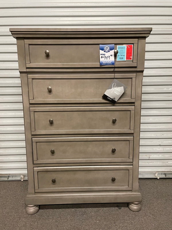 Lettner Five Drawer Chest in Light Grey by Ashley (CLEARANCE)