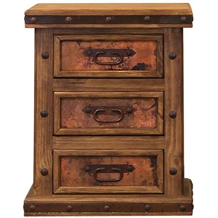 LMT Imports Copper Panel 3-Drawer Nightstand ZLUNA-103 IMAGE 1