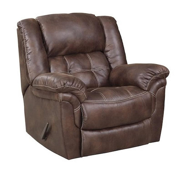 Homestretch Furniture Rocker Fabric and Leather Look Recliner 129-91-21 IMAGE 1