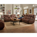 Southern Motion Cresent Power Reclining Leather Sofa Crescent 874-78P Console Sofa w/Power Headrest - Brown IMAGE 2