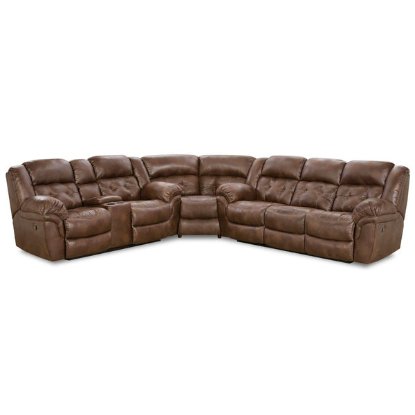Homestretch Furniture Frontier Reclining Leather Look 3 pc Sectional Frontier 129 3 pc Sectional - Espresso IMAGE 1