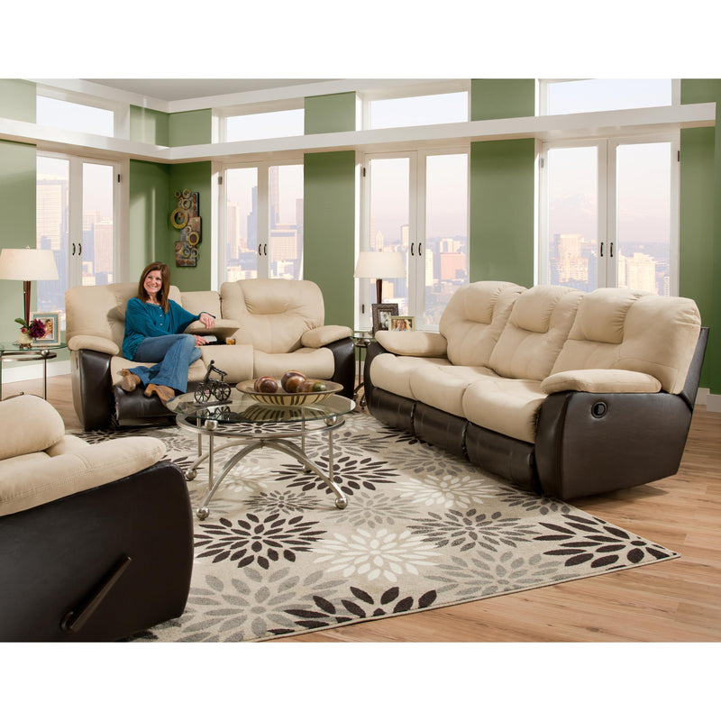 Southern Motion Avalon Reclining Leather Sofa Avalon 838-31 Double Reclining Sofa - White and Brown IMAGE 2