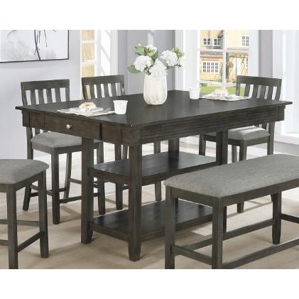 Crown Mark Nina Counter Height Dining Table with Pedestal Base 2715GY-T-4260/2715GY-T-SHELF IMAGE 1
