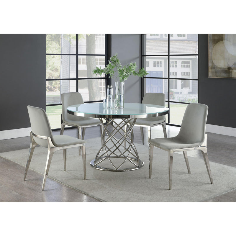 Coaster Furniture Round Dining Table with Glass Top and Pedestal Base 110401 IMAGE 2