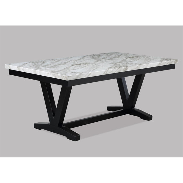 Crown Mark Tanner Dining Table with Faux Marble Top and Trestle Base 2222T-4272-WH IMAGE 1