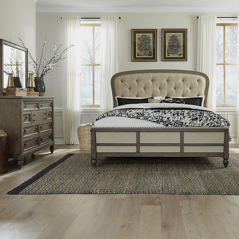 Liberty Furniture Industries Inc. Americana Farmhouse Queen Upholstered Panel Bed 615-BR-QSH IMAGE 2