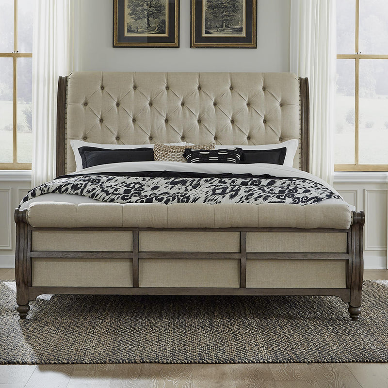 Liberty Furniture Industries Inc. Americana Farmhouse Queen Upholstered Sleigh Bed 615-BR-QSL IMAGE 1
