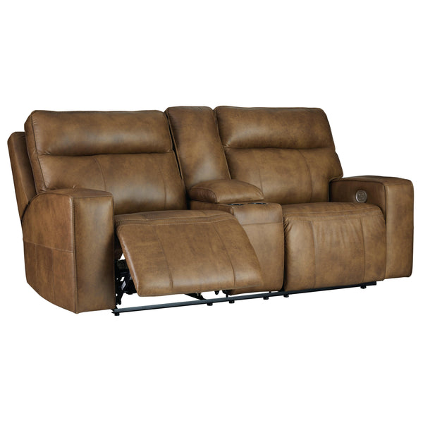 Signature Design by Ashley Game Plan Power Reclining Leather Loveseat U1520618 IMAGE 1