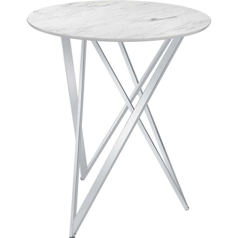 Coaster Furniture Round Bexter Pub Height Dining Table with Faux Marble Top and Pedestal Base 183526 IMAGE 1